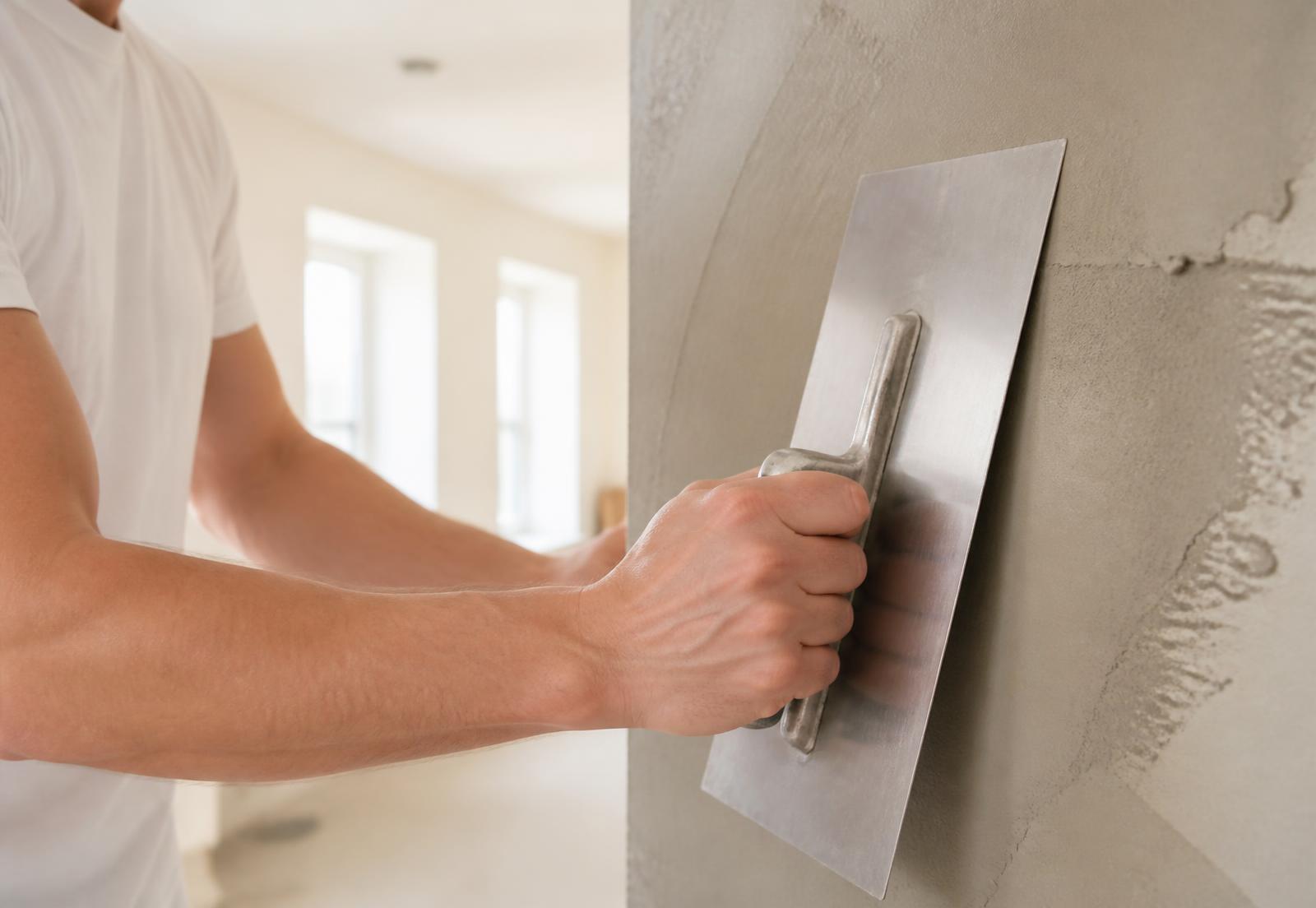 Stukadoor uit Gouda werkt een muur af tot glad stucwerk